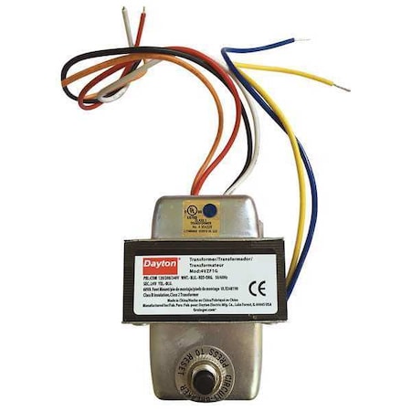 Class 2 Transformer, 60 VA, Not Rated, 24V AC, 120/208/240V AC MPN:4VZF1