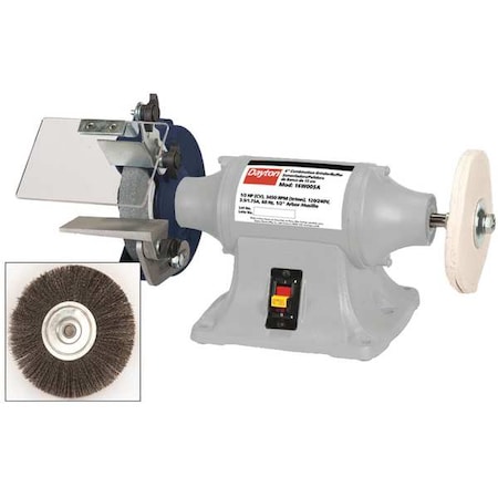 Bench Grinder & Buffer, 6 in Max. Wheel Dia, 3/4 in Max. Wheel Thickness, 36 Grinding Wheel Grit MPN:16W005