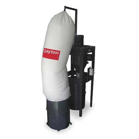 Wood Dust Collector, 2, 600 cfm CFM Max Flow, 5 hp, Single Phase MPN:3AA24
