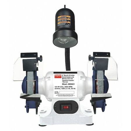 Bench Grinder, 6 in Max. Wheel Dia, 36/60 Grinding Wheel Grit MPN:400H41