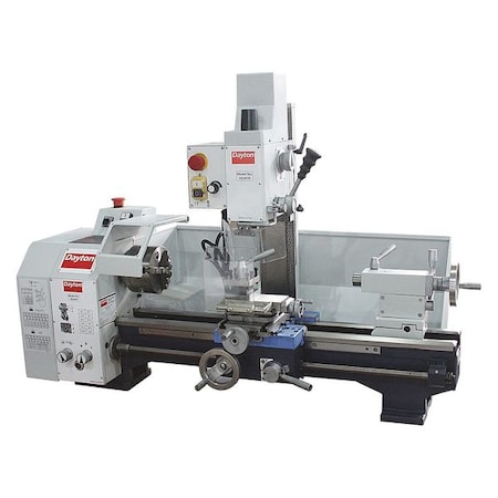 Bench Lathe and Mill, 115V AC Volts, 1 hp HP, 60 Hz, Single Phase 19 5/8 in Distance Between Centers MPN:53UH18