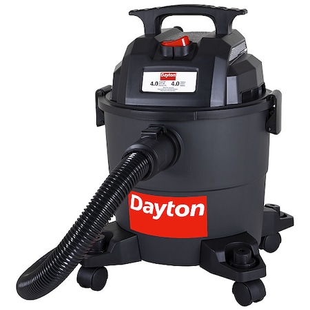 Portable Wet/Dry Vacuum, 4 gal Tank, Plastic, 1 1/4 in Vacuum Hose Dia, 63 cfm Vacuum Air Flow, Std MPN:61HV78