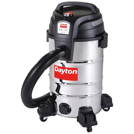 Vacuum, 12 gal Tank Size, Stainless Steel, 2 1/2 in Vacuum Hose Dia., 114 cfm, Corded MPN:61HV86