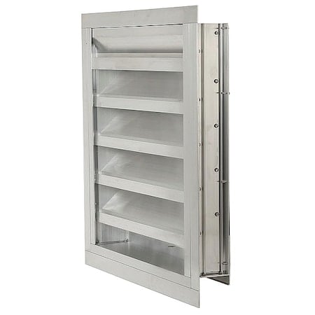Drainable Intake Louver for 12 in H x 12 in W Opening, Stationary 45 Degree Blades, Aluminum MPN:20UA07