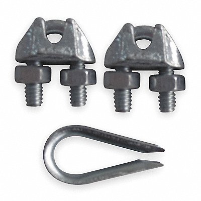 Wire Rope Clip and Thimble Kit 3/8 In SS MPN:1DKL4