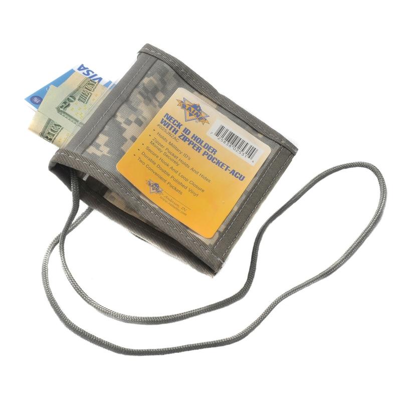Badge Holder Zippered Neck ID Holder, 4 1/4in, Black MPN:025JNZ
