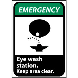 Emergency Sign 10x7 Rigid Plastic - Eye Wash Station Keep Area Clear EGA4R