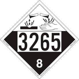 LabelMaster®ZEZ43265 Corrosive Placard UN 3265 Removable Vinyl 25/Pack ZEZ43265
