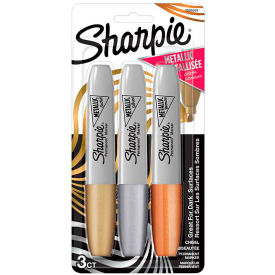 Sharpie® Metallic Chisel Point Permanent Marker Gold Silver & Bronze Ink 3 Pack 2089609
