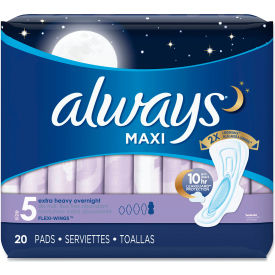 Always® Maxi Pads Size 5 Extra Heavy Overnight Absorbency 20/Pack 17902PK