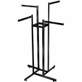 4-Way w/ Straight Arms (K85/MAB) Garment Rack- Rectangular Tubing - Matte Black K85/MAB