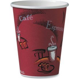 SOLO® Paper Hot Drink Cups In Bistro® Design 12 oz. Capacity Maroon 50/Pack 412SIN-0041