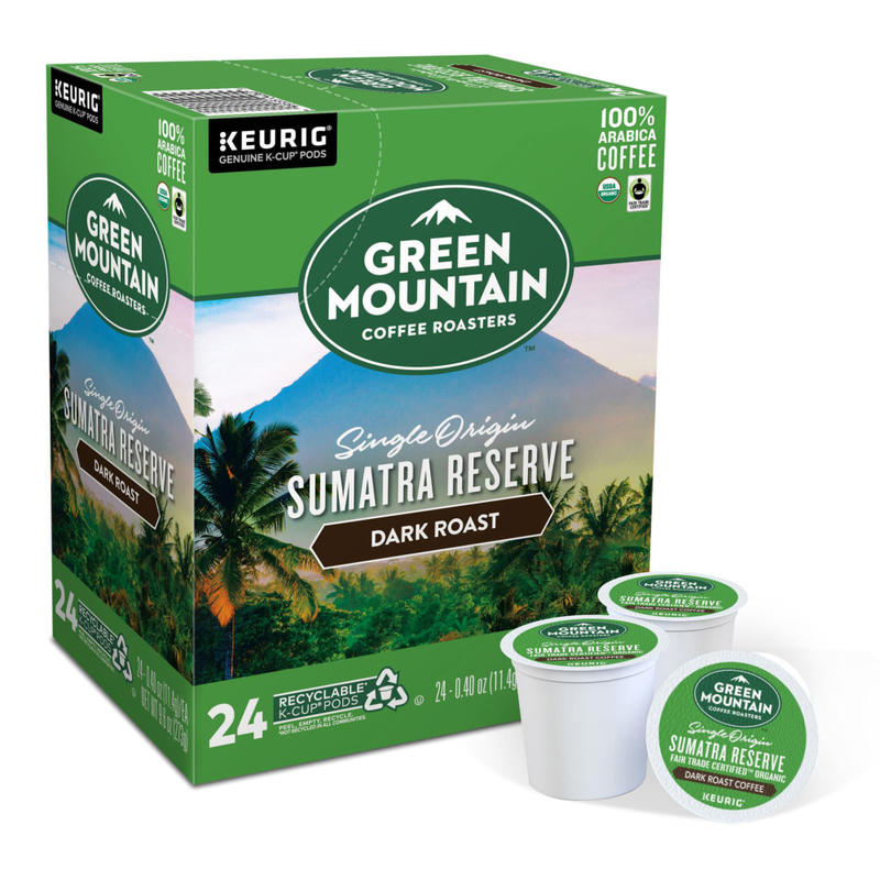 Green Mountain Coffee Single-Serve Coffee K-Cup Pods, Extra-Bold Roast, Fair Trade Organic Sumatran Reserve, Carton Of 24 (Min Order Qty 4) MPN:4060
