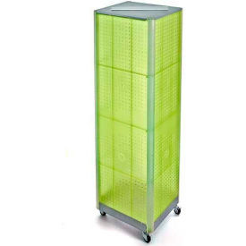 Global Approved 700406-GRE Four-Sided Spinning Pegboard Floor Display W/ Wheels 16