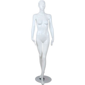 Female Mannequin - Hands to the Side Left Leg in the Front - Gloss Finish White BELLA3