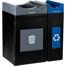 Commercial Zone® Avante 2-Stream Std/Narrow Open Top Recycling Can 55/30 Gal. Cap. Gray/Blue 787203MSA