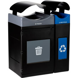 Commercial Zone® Avante 2-Stream Std/Narrow Canopy Top Recycling Can 55/30 Gal. Cap Gray/Blue 787204MSA