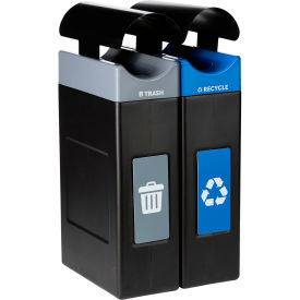Commercial Zone® Avante 2-Stream Narrow Canopy Top Recycling Can 30 Gal. Cap. Black/Gray/Blue 787206MSA