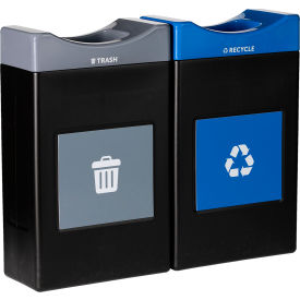 Commercial Zone® Avante 2-Stream Shallow Open Top Recycling Can 30 Gal. Cap. Black/Gray/Blue 787207MSA