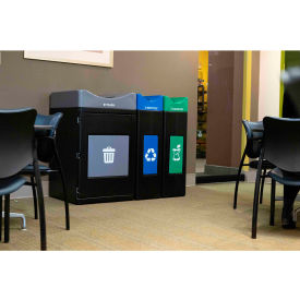 Commercial Zone® Avante 3-Stream Std/Narrow Open Recycling Can 55/30 Gal. Cap Gray/Blue/Green 787303MSA
