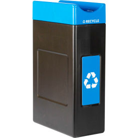 Commercial Zone® Avante™ Narrow Open Top Recycling Can 55 Gallon Capacity Black/Blue 7873N104A