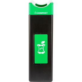 Commercial Zone® Avante™ Narrow Open Top Recycling Can 55 Gallon Capacity Black/Green 7873N153A