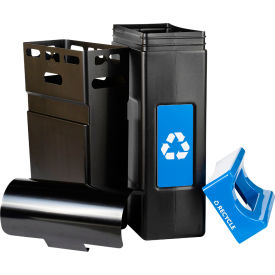 Commercial Zone® Avante™ Narrow Canopy Top Recycling Can 30 Gallon Capacity Black/Blue 7873N304A