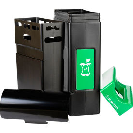 Commercial Zone® Avante™ Narrow Canopy Top Recycling Can 30 Gallon Capacity Black/Green 7873N353A