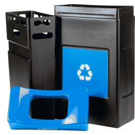 Commercial Zone® Avante™ Shallow Open Top Recycling Can 55 Gallon Capacity Black/Blue 7873S104A