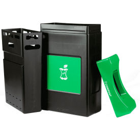 Commercial Zone® Avante™ Shallow Open Top Recycling Can 55 Gallon Capacity Black/Green 7873S153A