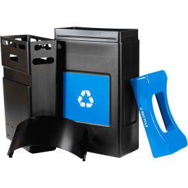 Commercial Zone® Avante™ Shallow Canopy Top Recycling Can 30 Gallon Capacity Black/Blue 7873S304A