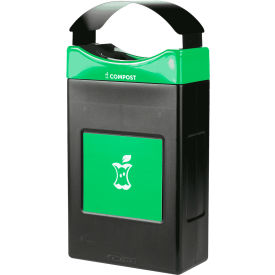 Commercial Zone® Avante™ Shallow Canopy Top Recycling Can 30 Gallon Capacity Black/Green 7873S353A