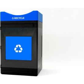 Commercial Zone® Avante™ Standard Open Top Recycling Can 55 Gallon Capacity Black/Blue 78755104A
