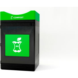 Commercial Zone® Avante™ Standard Open Top Recycling Can 55 Gallon Capacity Black/Green 78755153A