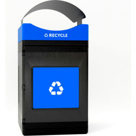 Commercial Zone® Avante™ Standard Canopy Top Recycling Can 55 Gallon Capacity Black/Blue 78755304A