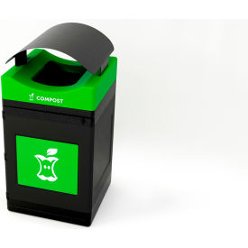Commercial Zone® Avante™ Standard Canopy Top Recycling Can 55 Gallon Cap. Black/Green 78755353A