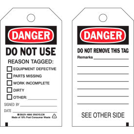 Brady® 86643 Danger Do Not Use Tag 2 Sided 100/Pkg Cardstock 3