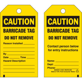 Brady® Caution Barricade Tag 2 Sided 25/Pkg Polyester 3