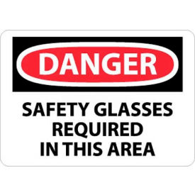 NMC D11RB OSHA Sign Danger Safety Glasses Required In This Area 10