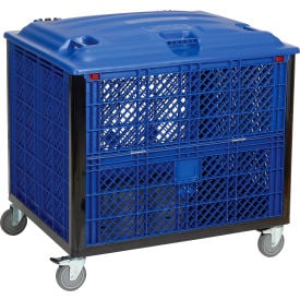 GoVets™ Easy Assembly Vented Wall Container-Drop Gate/Lid/Caster 39-1/4x31-1/2x34 OH 087DP603