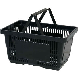 VersaCart® Plastic Shopping Basket 28 Liter w/ Nylon Handle 206-28L - Black Pack Qty of 12 - Pkg Qty 12 206-28L-NH-BLK-12