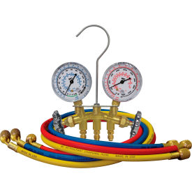 Mastercool® 2 Way Brass Manifold Gauge Set With Standard Hoses And Fittings 33636