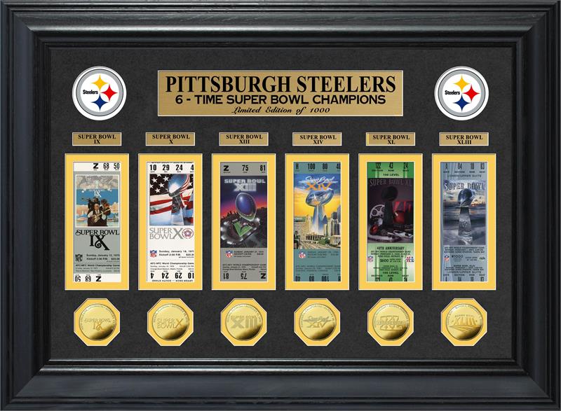 Pittsburgh Steelers 6-Time Super Bowl Champions Deluxe Gold Coin & Ticket Collection MPN:PSSBTICK