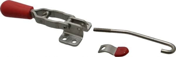 Pull-Action Latch Clamp: Horizontal, 200 lb, J-Hook, Flanged Base MPN:330-SS