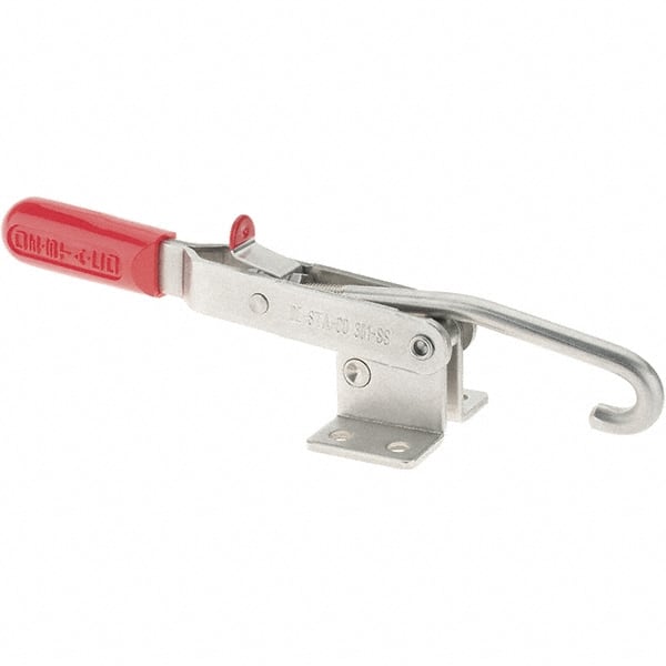 Pull-Action Latch Clamp: Horizontal, 1,000 lb, J-Hook, Flanged Base MPN:381-SS