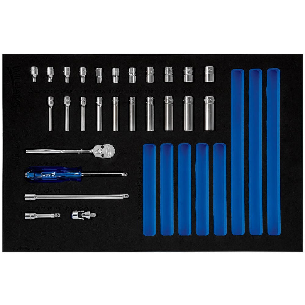 Socket Sets, Set Type: Ratchet & Socket Set, Socket Set , Measurement Type: SAE , Drive Size: 1/4 , Minimum Size (Inch): 5/32 , Maximum Size (Inch): 9/16  MPN:JHWFWSM-26HF