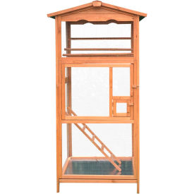 Hanover Outdoor Wooden Bird Cage with 3 Resting Bars Ladder Waterproof Roof and Removable Tray HANBC0101-CDR