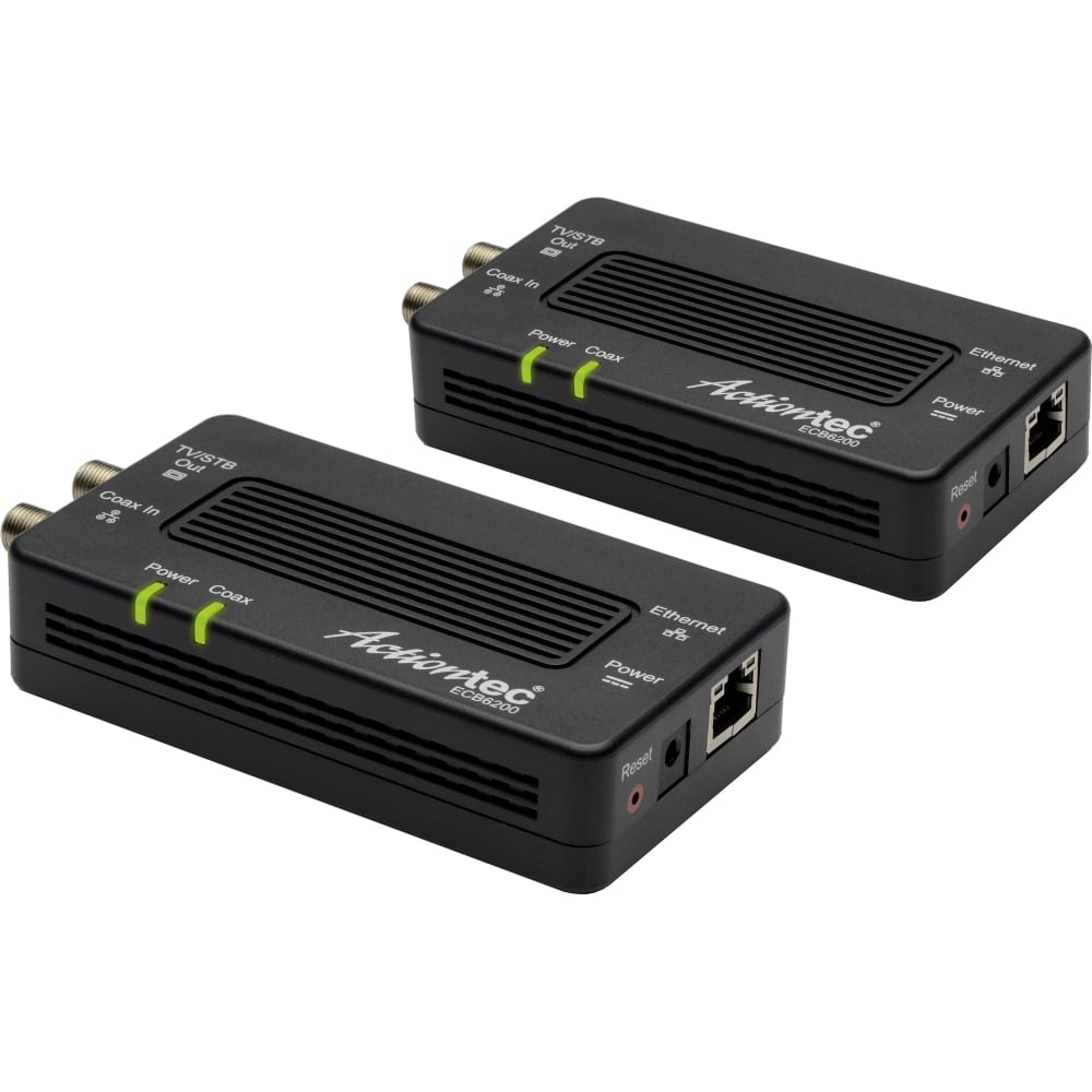 Actiontec Bonded MoCA 2.0 Network Adapter ECB6200, Media converter, GigE, MoCA 2.0, 10Base-T, 100Base-TX, 1000Base-T, F connector / RJ-45, ECB6200K02 MPN:ECB6200K02