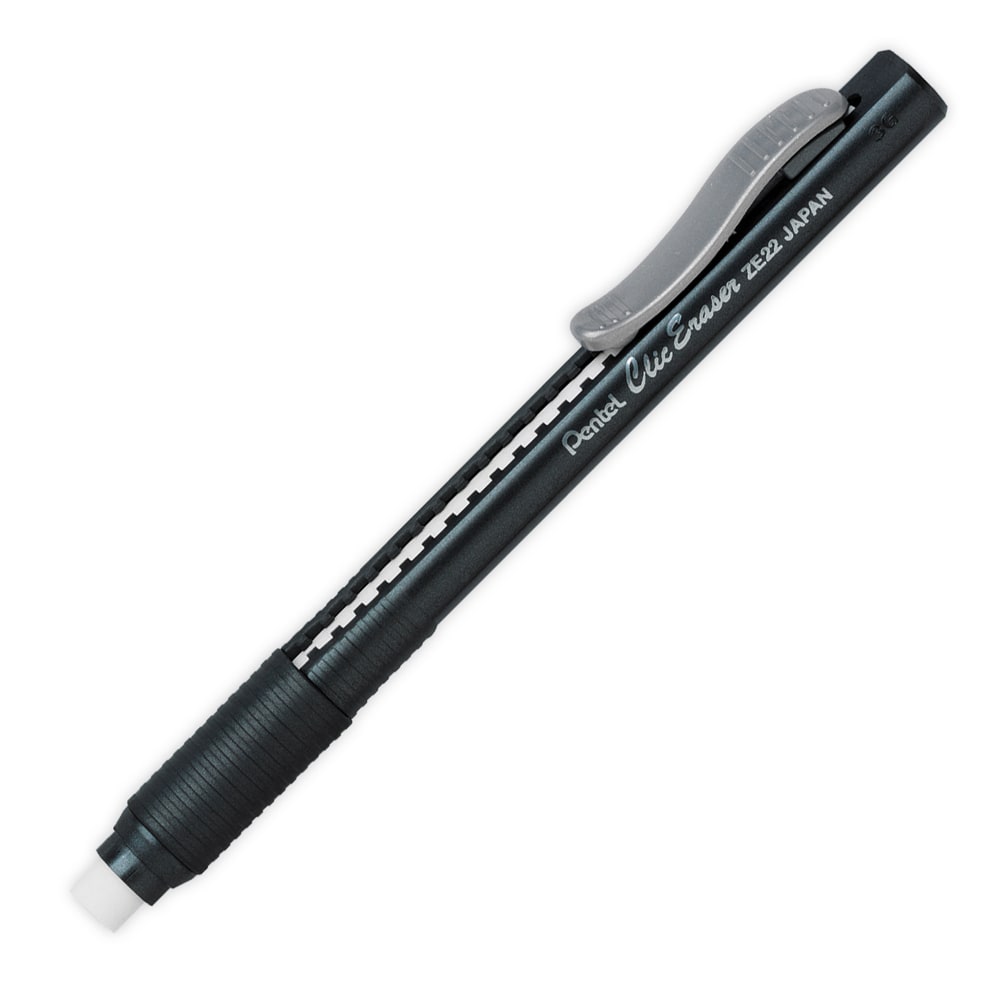 Pentel Clic Erasers, Black Barrel, Pack Of 12 MPN:ZE22ABX