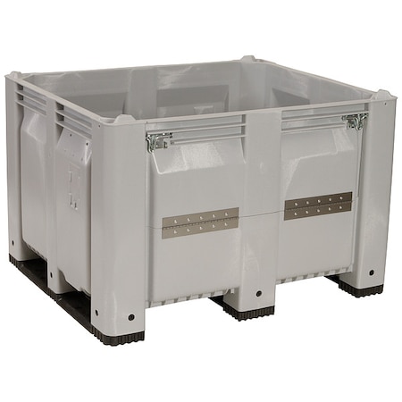 Bulk Container 25.4 cu ft Volume Cap., 48 in L, 40 in W, 31 in H, Plastic, Gray MPN:C0130DDL-104